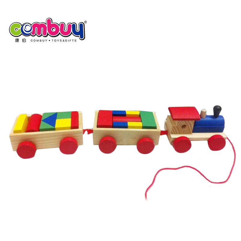 Safety kids montessori building stacking wooden block train