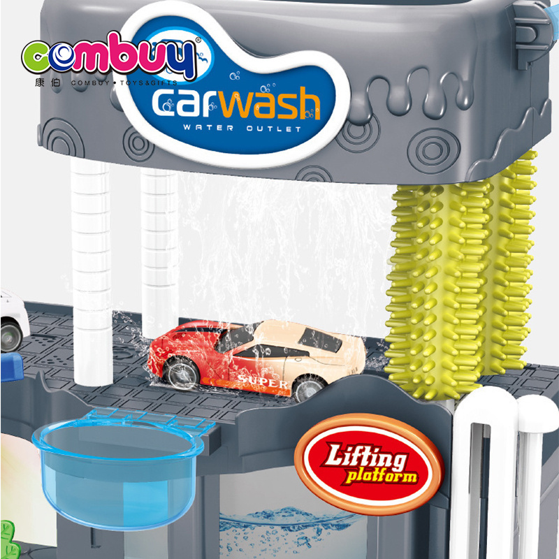 Discolor car wash plastic parking lot set railway track toy