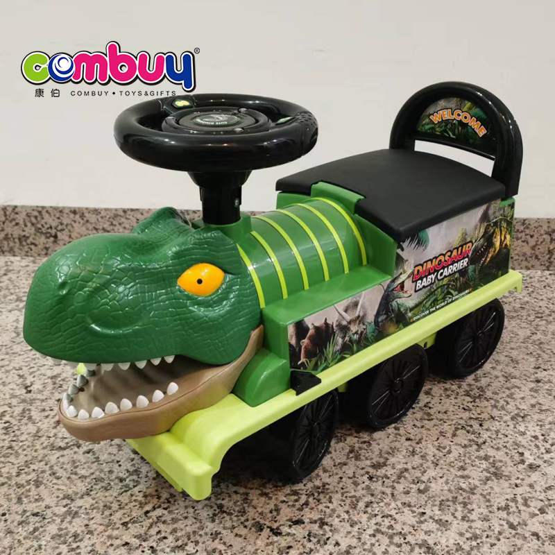 Toddler sliding dinosaur train steering wheel electric ride on cars boy