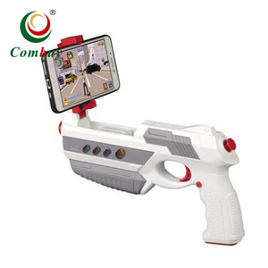 Video app control smart boys play shooting toy game AR gun