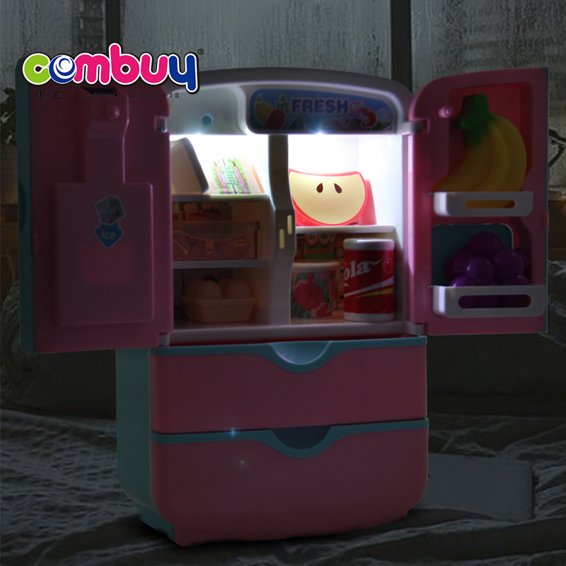 Music voice interaction kids kitchen mini toy refrigerator