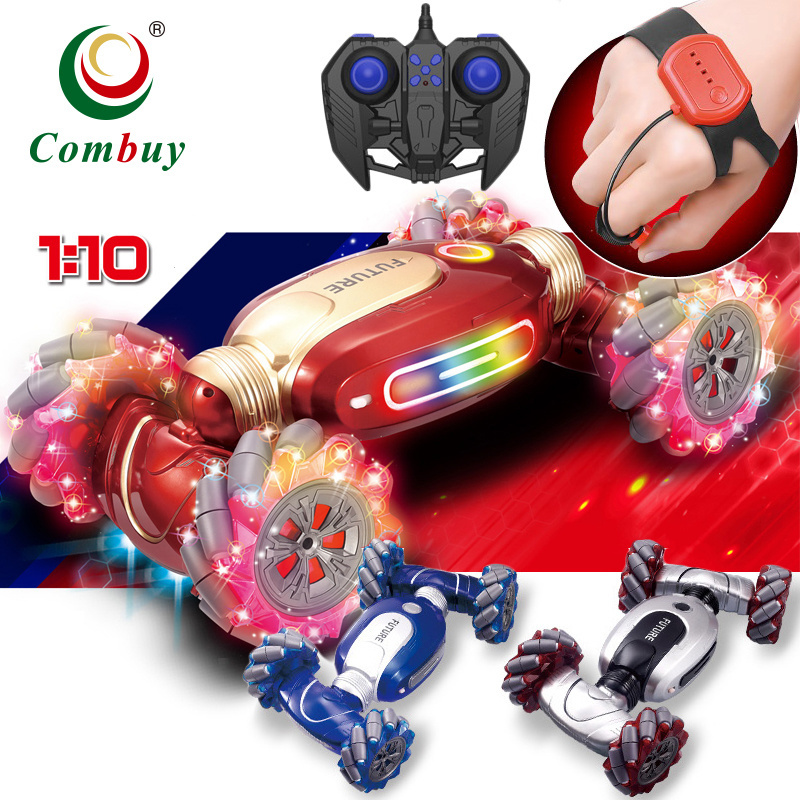 Hand control 1/10 LED wheels torsion spinning rc stunt car