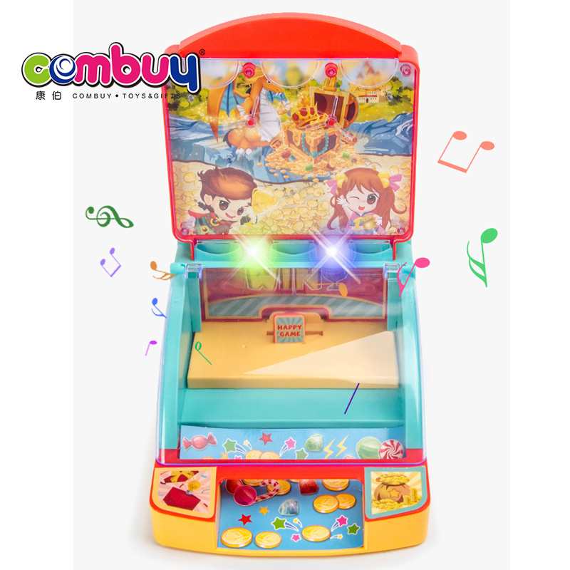 Cheap plastic machine toy mini coin pusher with light music