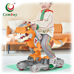 Story telling spray sliding car music kids toy ride on dinosaur