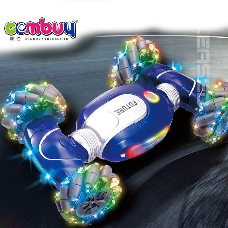 Hand control 1/10 LED wheels torsion spinning rc stunt car