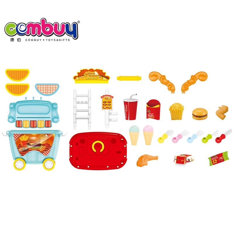 Kitchen pretend play mobile fast food car toys tableware baby set