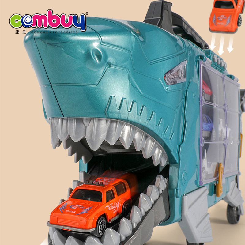 Shark storage box toys diecast metal car toys sliding container carrier truck