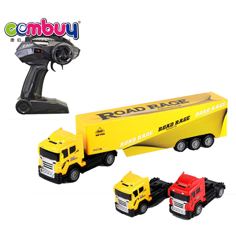 Remote control lighting 4 channel plastic toy rc container truck