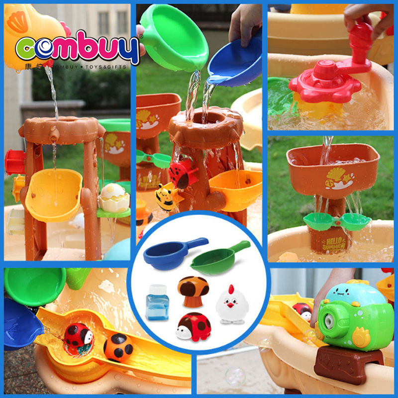 Outdoor summer play tools beach sand and water table kids with umbrella