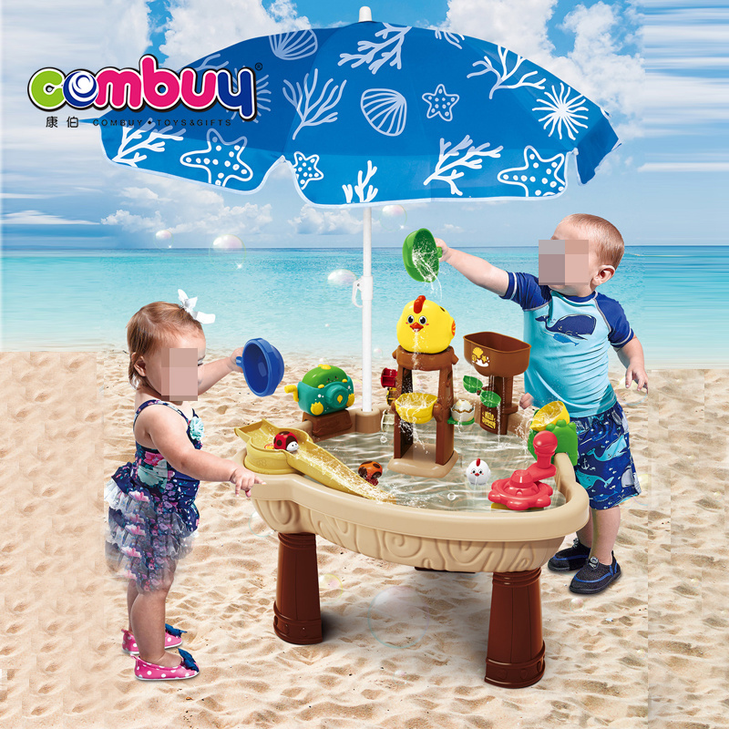 Outdoor summer play tools beach sand and water table kids with umbrella