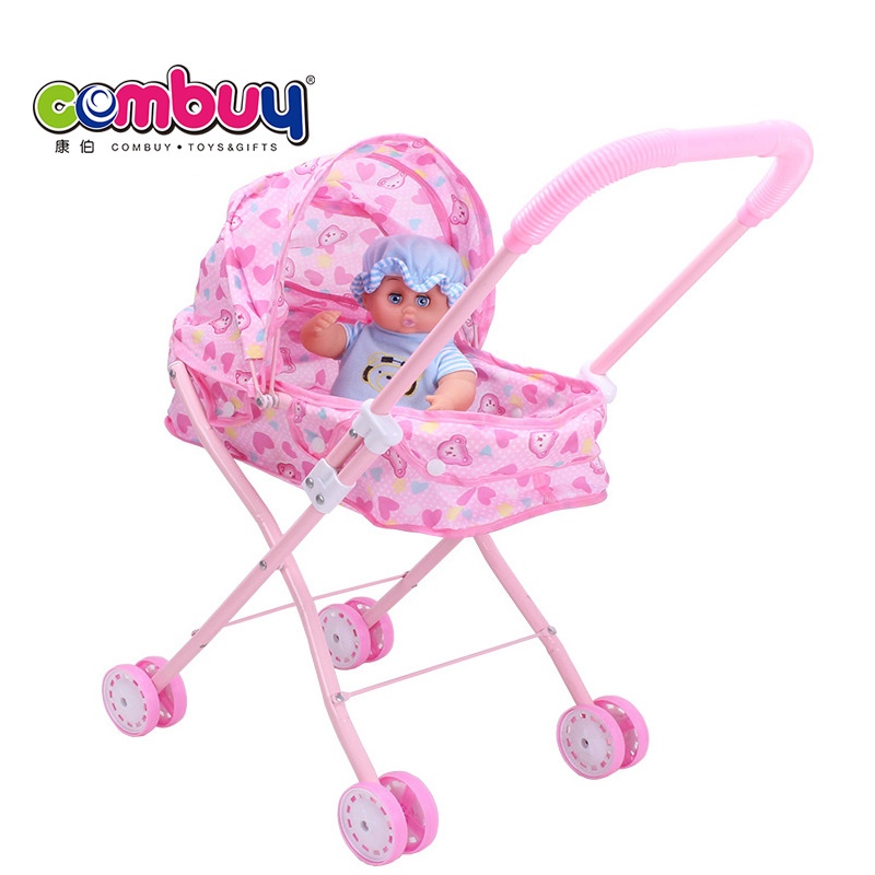 Hot sale 12 inch lovely toys handle baby doll stroller wheels