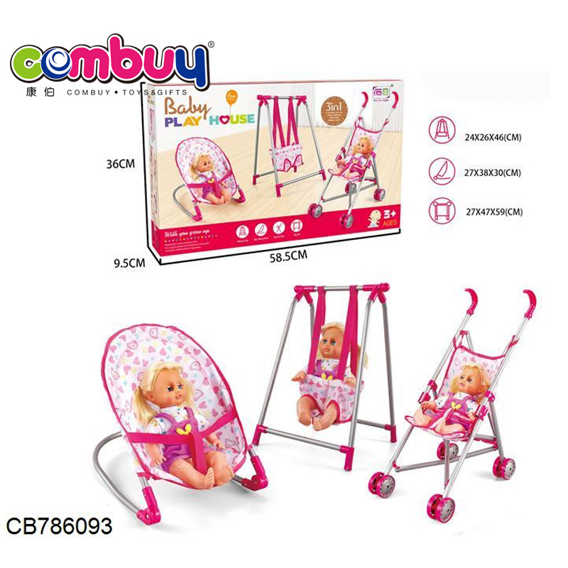 Wholesale indoor pretend play toy doll accessories rocker baby doll swing