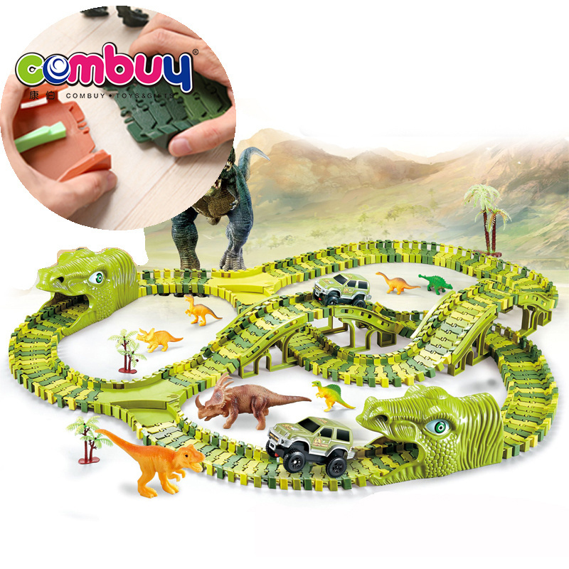 Electric rail game plastic 240pcs car dinosaur track toy