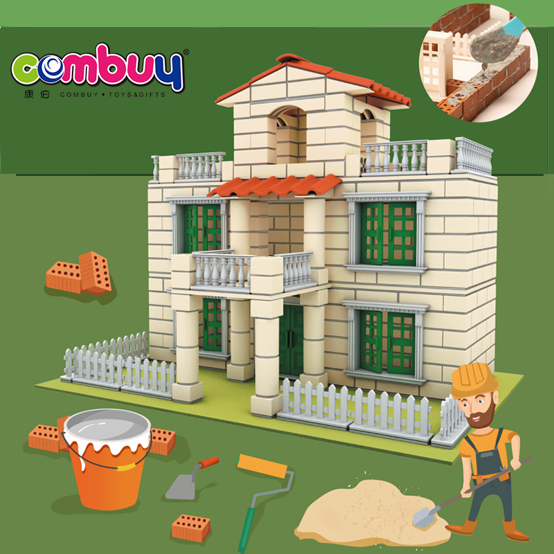 Simulation DIY villa clay tiles connect toys building mini bricks cement