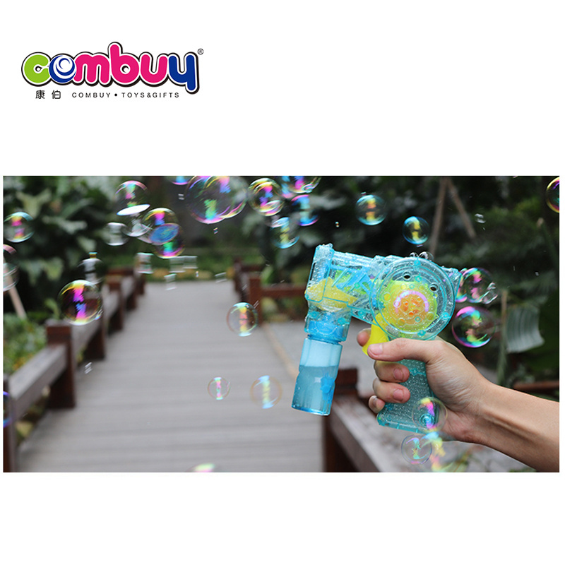 Inertial automatic water up transparent light battery toy bubble gun