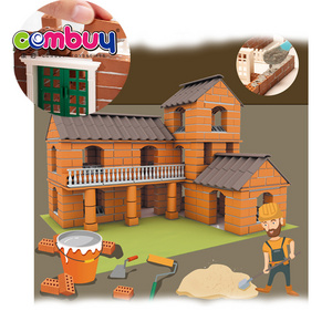 Simulation DIY villa clay tiles connect toys building mini bricks cement