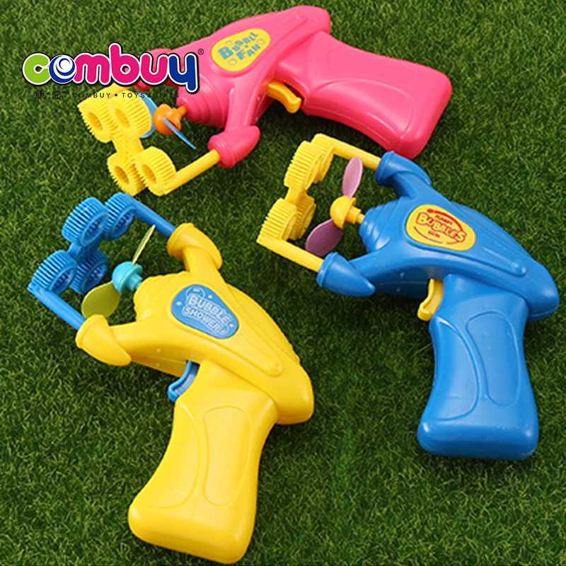 Outdoor kids play electric toys soap bubble blower gun