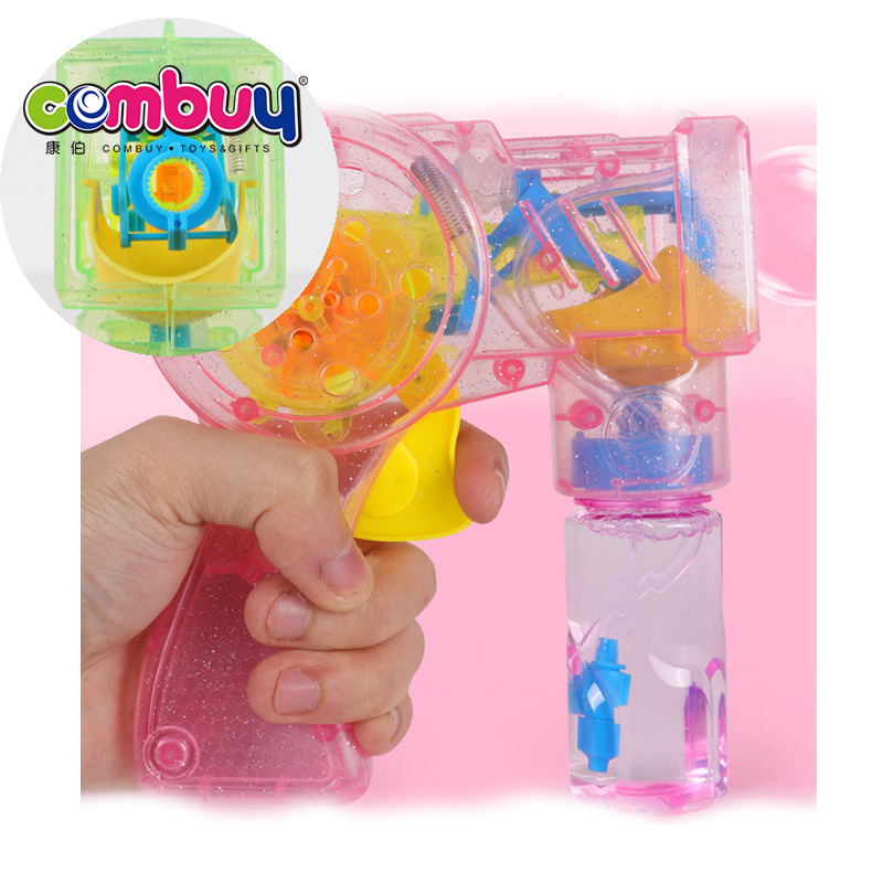 Inertial automatic water up transparent light battery toy bubble gun