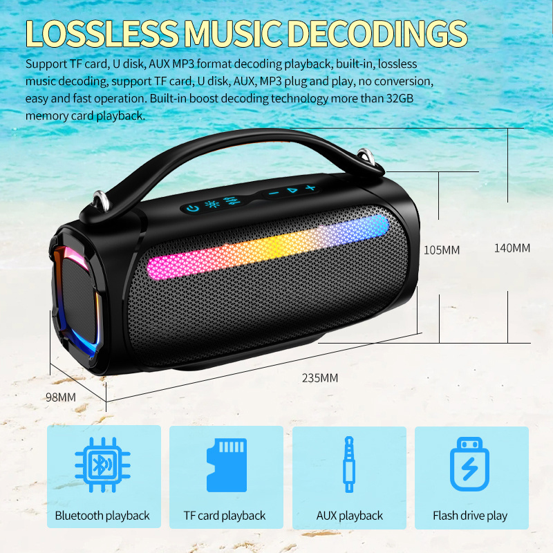 Cheap Waterproof Dj Blue tooth Wireless Portable Audio Player Sound Box Bocina Loudspeaker Amplifier Speaker With Led Light