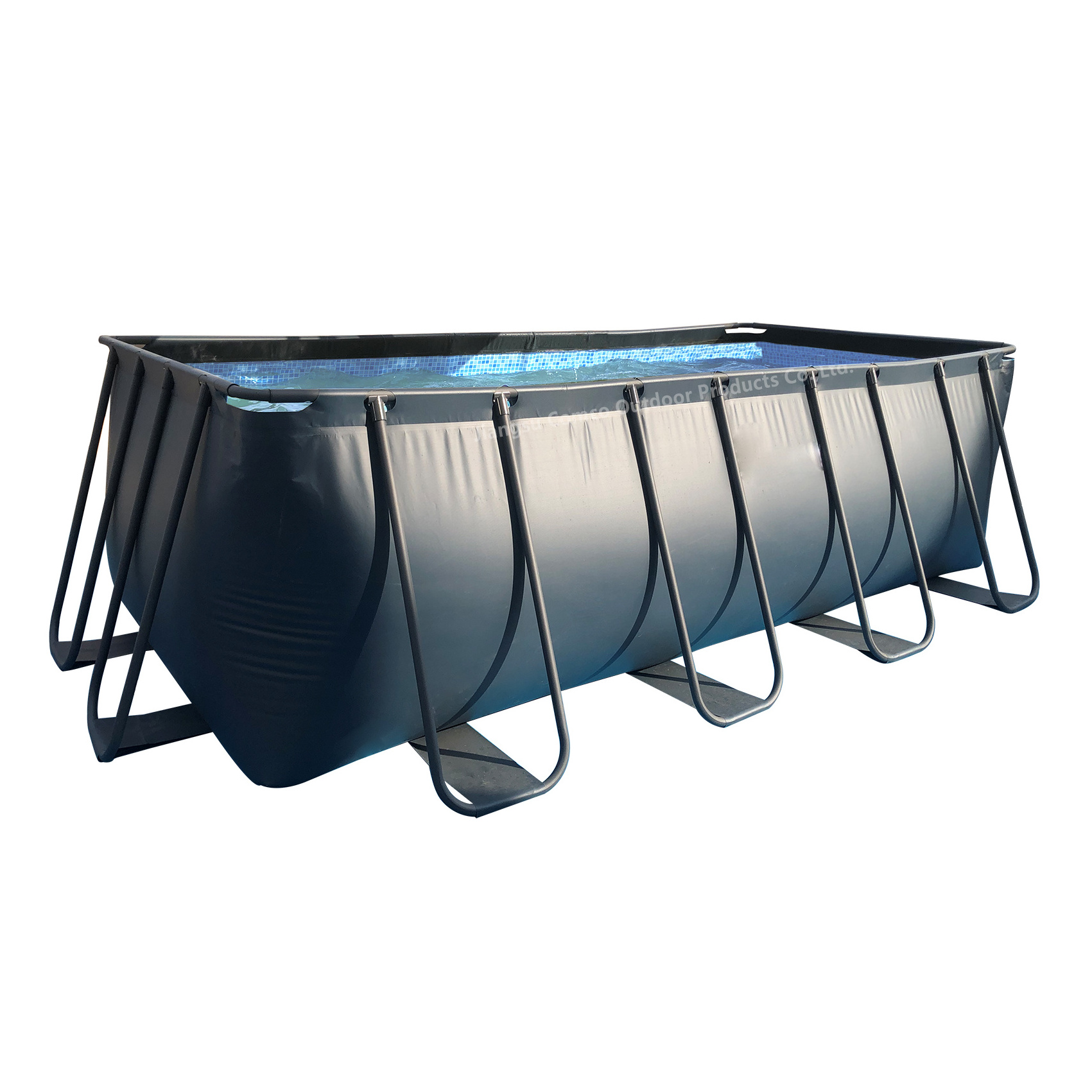 Large Outdoor Garden Family Adult Above Ground PVC Coated Tarpaulin Collapsible Portable Rectangle  Metal Frame Swimming Pools