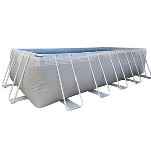 Large Outdoor Garden Family Adult Above Ground PVC Coated Tarpaulin Collapsible Portable Rectangle  Metal Frame Swimming Pools