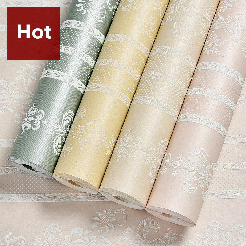 New Vertical stripe non-woven wallpaper bedroom warm girl wallpaper self-pasted living room 3d stereo background wall