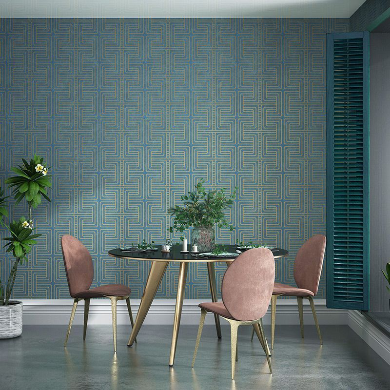 Modern Chinese Grid Non Woven Accent Wall Paper Decorative for Living Room Bedroom Study Room Tea House papier peint