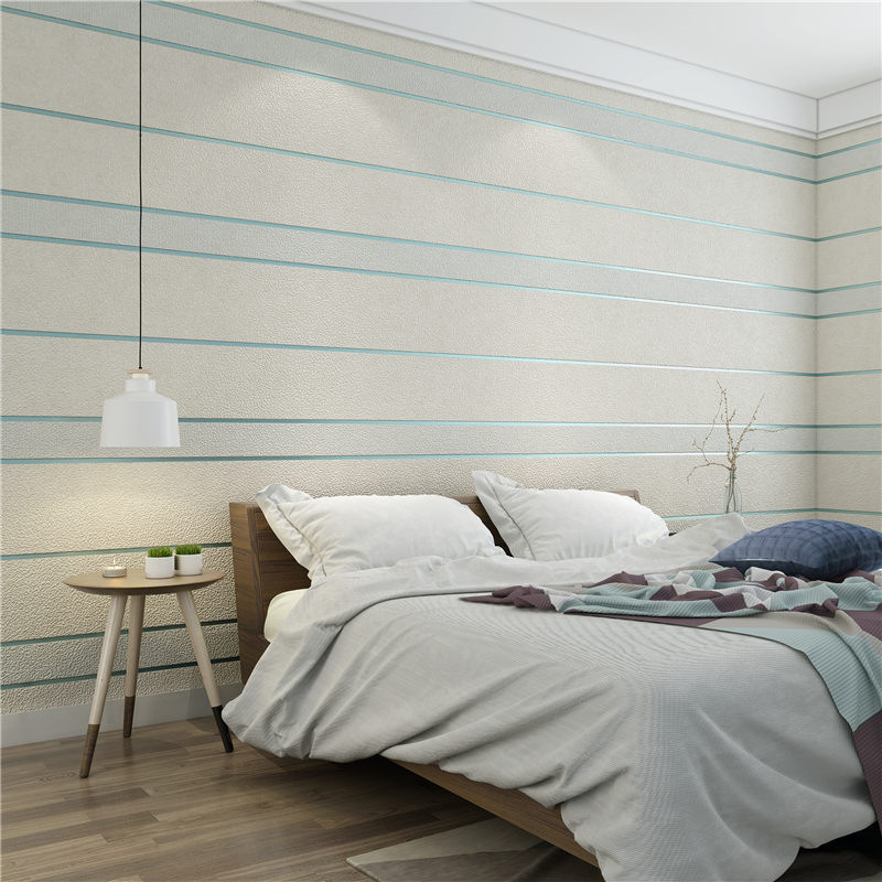 Modern simple 3D three-dimensional deerskin velvet marble horizontal and vertical stripes wallpaper bedroom living room