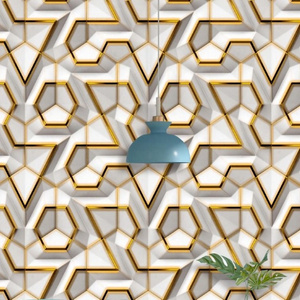 Modern Interior Design Home Decor New Arrival Household PVC 3D Interior Coating Wall Paper Geometric Indoor Wall Panel