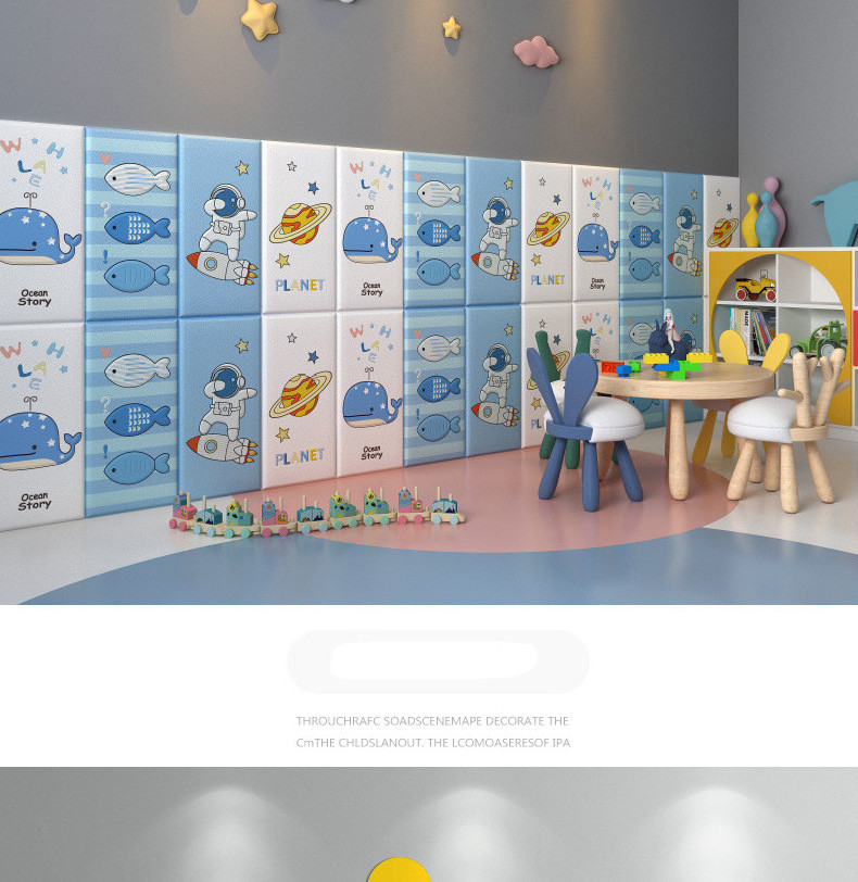 Self adhesive soft pack for children's room anti-collision wall bedside waterproof wallpaper sticker kindergarten 3D wall