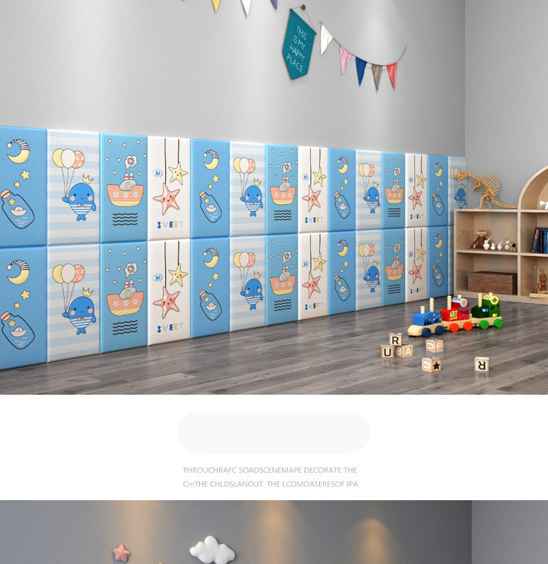 Self adhesive soft pack for children's room anti-collision wall bedside waterproof wallpaper sticker kindergarten 3D wall