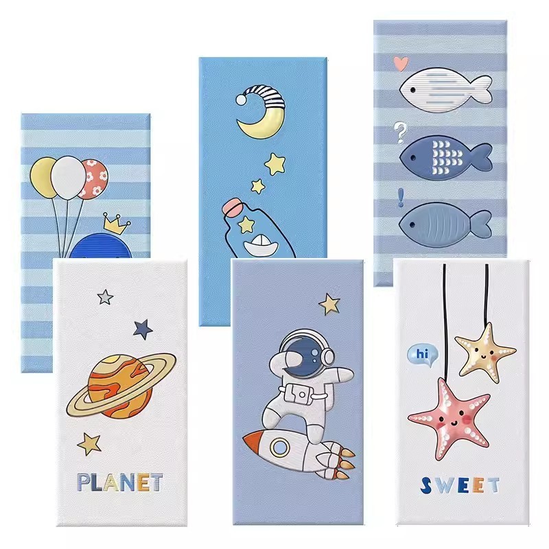 Self adhesive soft pack for children's room anti-collision wall bedside waterproof wallpaper sticker kindergarten 3D wall