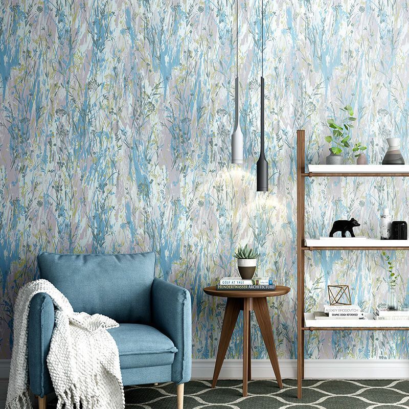 Modern Rustic Floral Plants Wallpaper Rolls Home Decoration Living Room Bedroom Non Woven Wall Coating Green Blue Purple