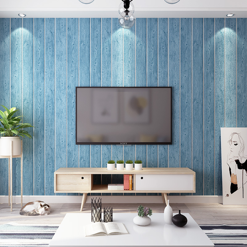 Modern wood grain deer skin velvet wallpaper 3D horizontal striped wooden living room bedroom TV background wallpaper