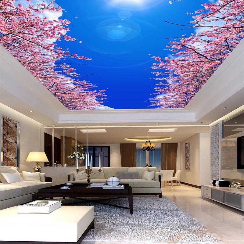 Wholesale Printable Customized 3D Ceiling Jointless Mural Wallpaper