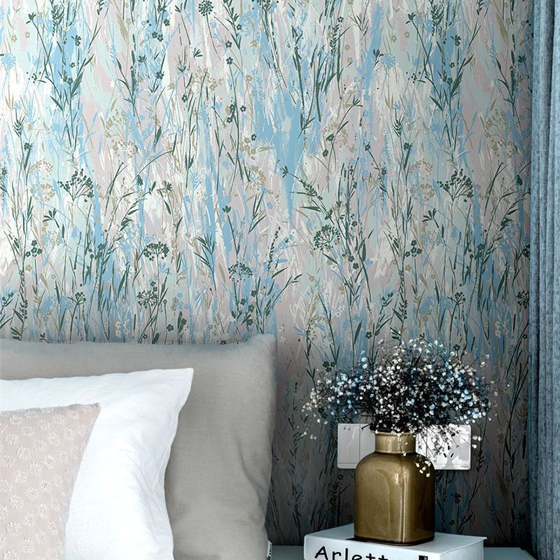 Modern Rustic Floral Plants Wallpaper Rolls Home Decoration Living Room Bedroom Non Woven Wall Coating Green Blue Purple