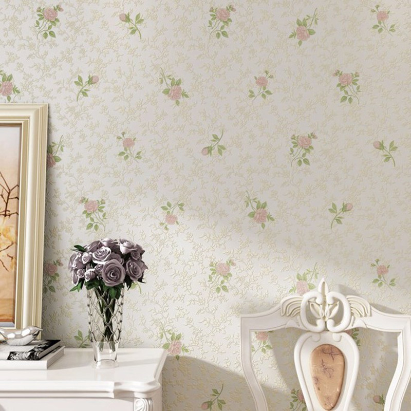 Hot Non woven wallpaper Fresh small floral countryside Warm and romantic girl room Wedding room Bedroom living room wallpaper