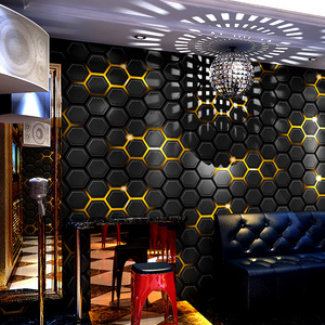 2024 Paper Wall Decor Modern Scientific Removable  PVC Metal 3D Wall Paper Rolls for  KTV Ball Music Esports Room Background