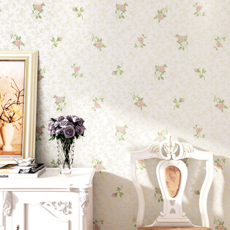 Hot Non woven wallpaper Fresh small floral countryside Warm and romantic girl room Wedding room Bedroom living room wallpaper