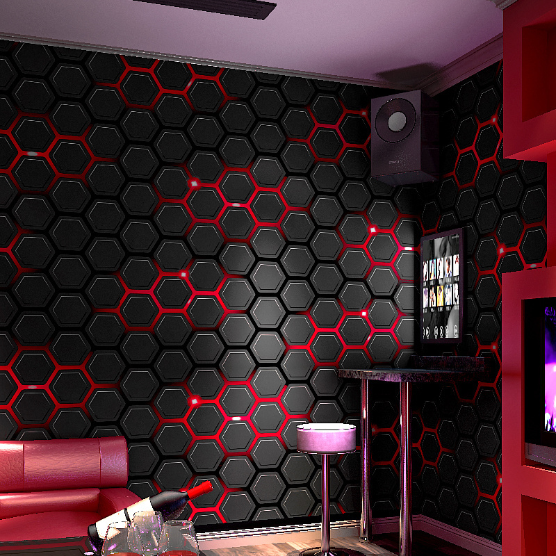 2024 Paper Wall Decor Modern Scientific Removable  PVC Metal 3D Wall Paper Rolls for  KTV Ball Music Esports Room Background