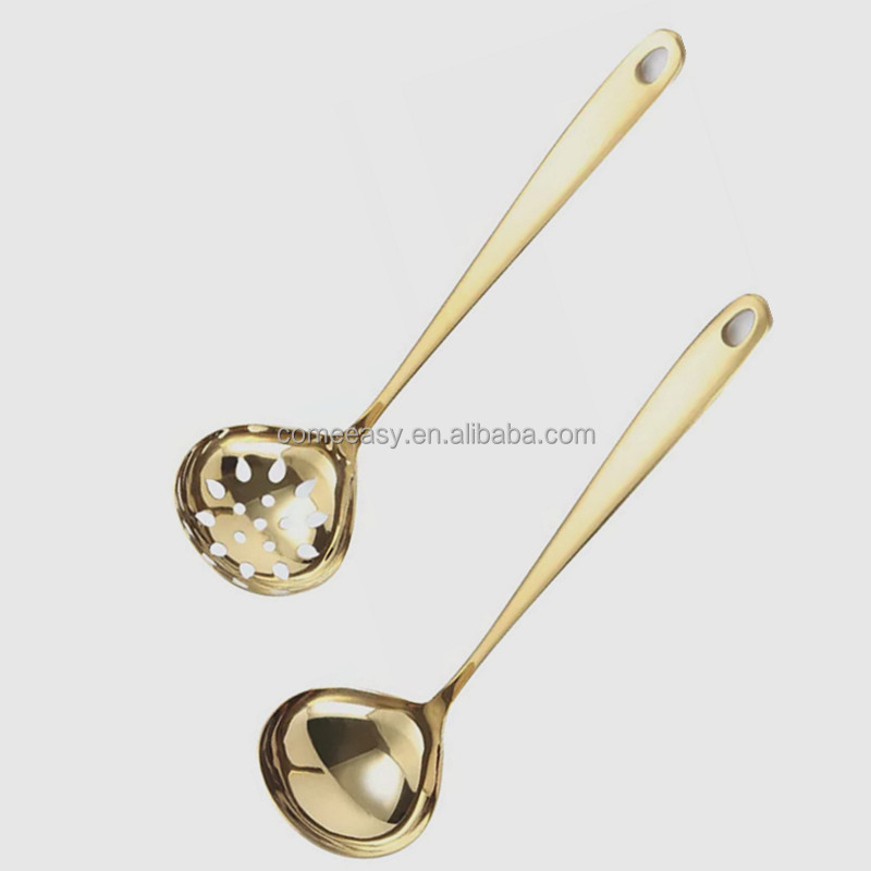 304 Korean Fashion Home Stainless Steel Gold Service Spoon Rice Soup Spoons Slotted spoon Stainless steel