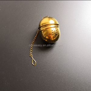 With Gold Plated 304 Stainless Steel Kitchen Egg Shaped Seasoning Tea Leaf Strainer Infuser