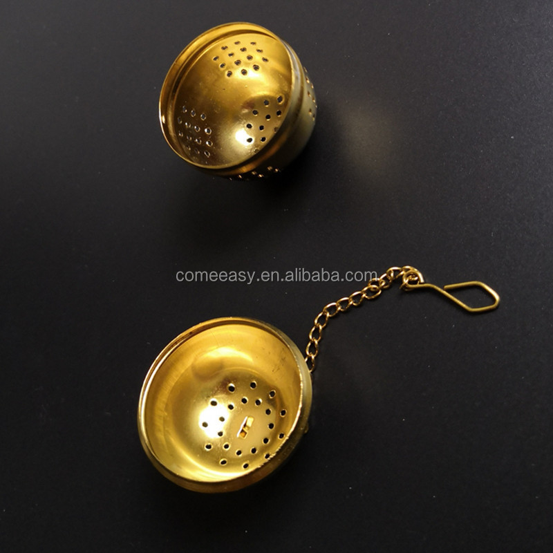 With Gold Plated 304 Stainless Steel Kitchen Egg Shaped Seasoning Tea Leaf Strainer Infuser