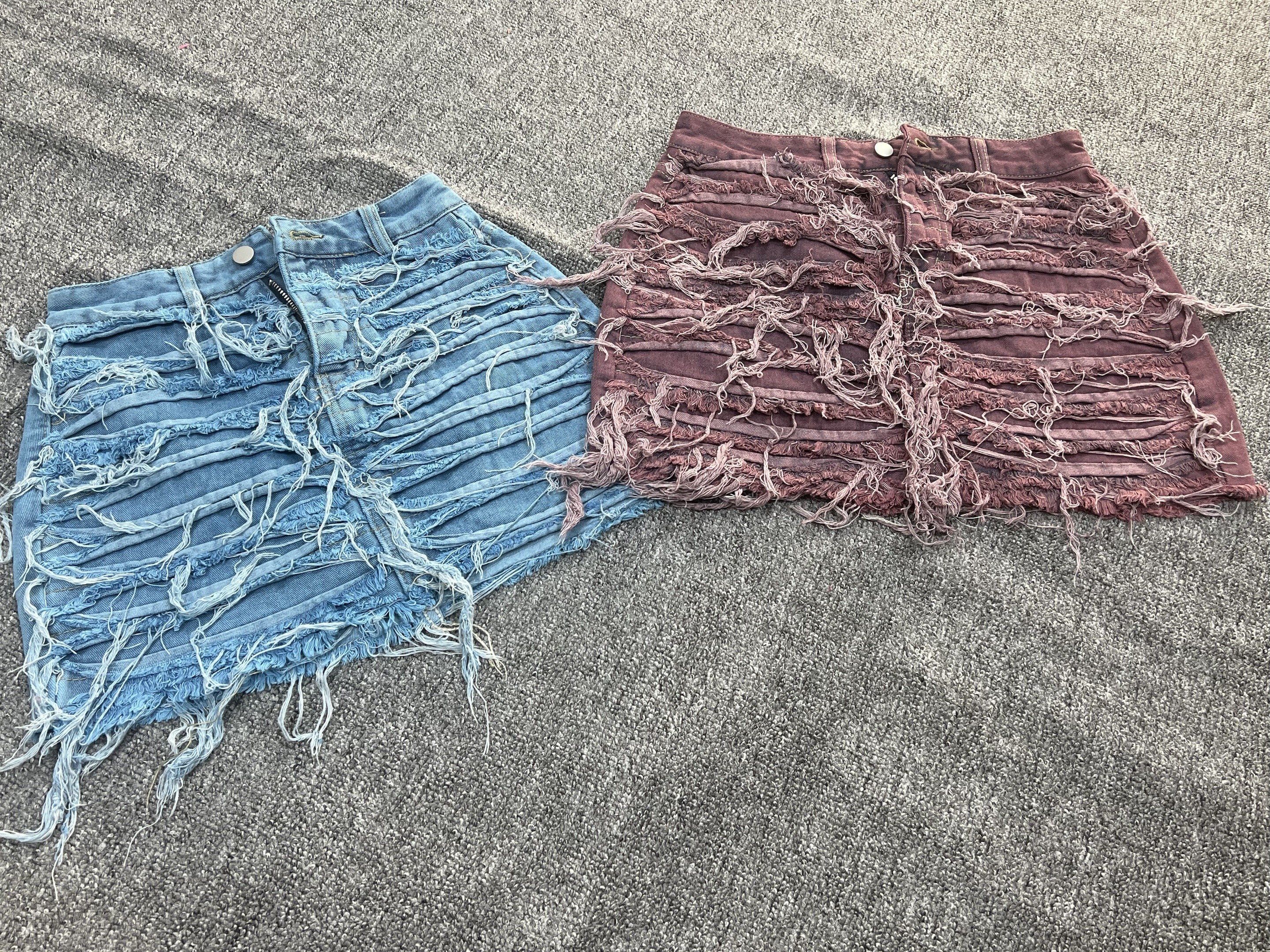 2023 New Hot Selling Y2K Clothing Denim Skirt Sexy Tight Tassel Mini Skirt Club Wearing Denim Sexy Mini Dress for Girl