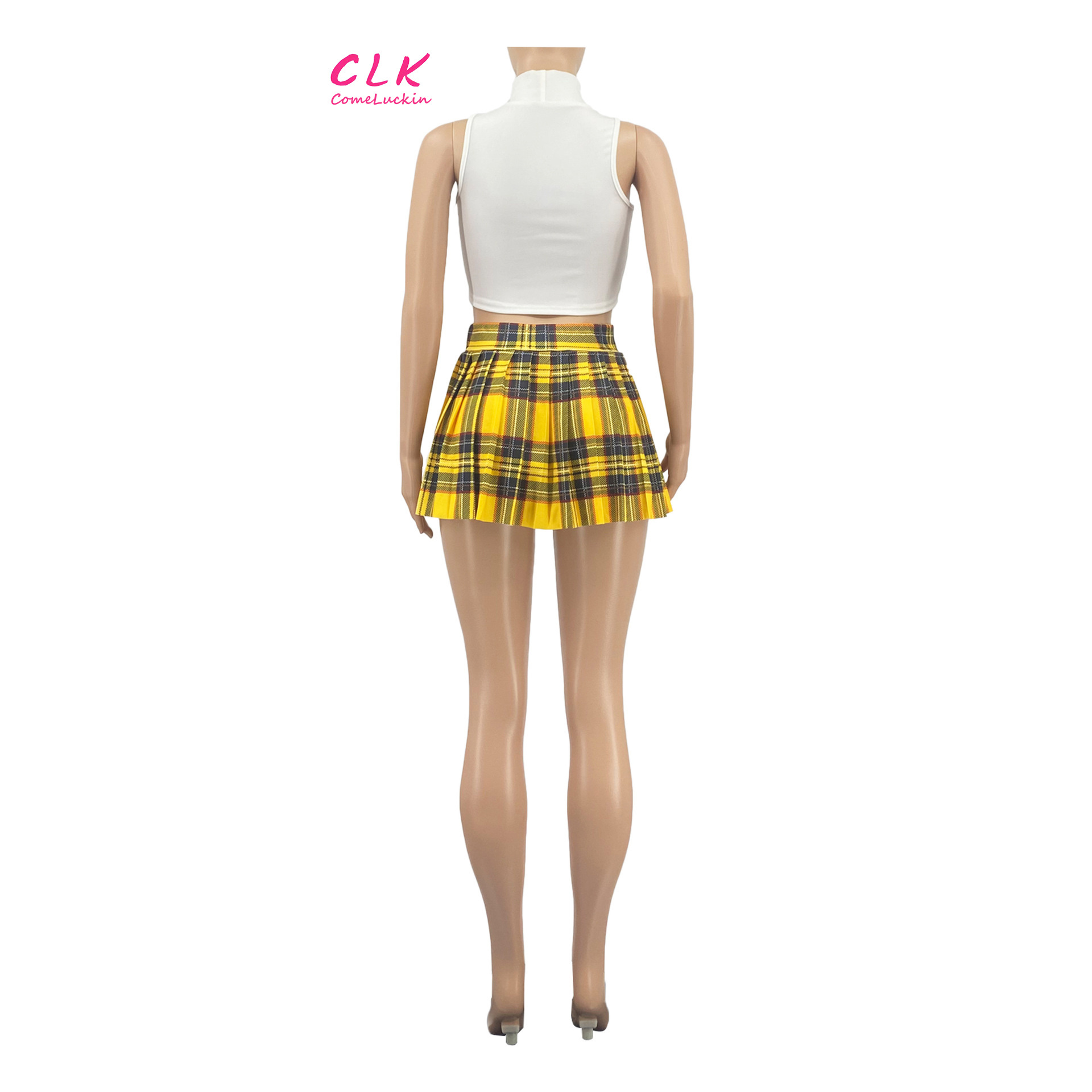 Wholesale 2024 Summer Colorful Pleated Women Sexy Mini Skirt High Waist Ladies Printing Plaid Mini Skirt For Women