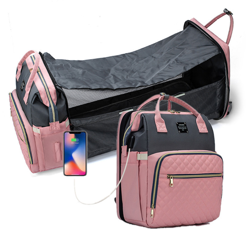 Waterproof 3 in 1 Travel Premium USB Changing Port Baby Diaper Bag Backpack With A Pacifier Bag