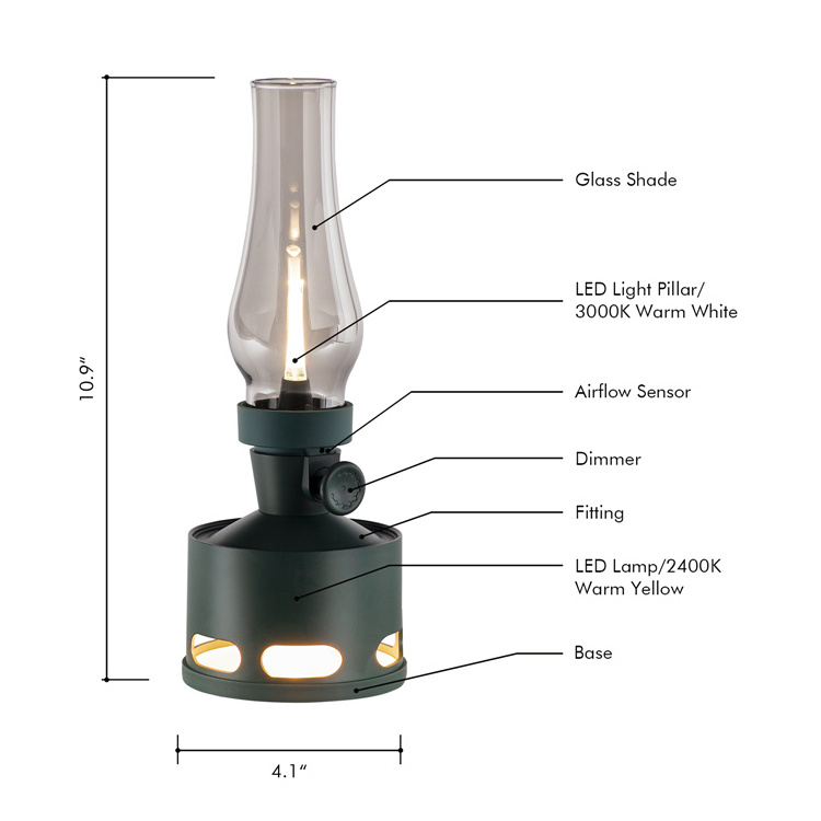 Tubicen Old Oil Lamp 4000mAh Rechargeable Kerosene Lamp Cordless Retro Flameless Portable Lantern Table Light for Dating