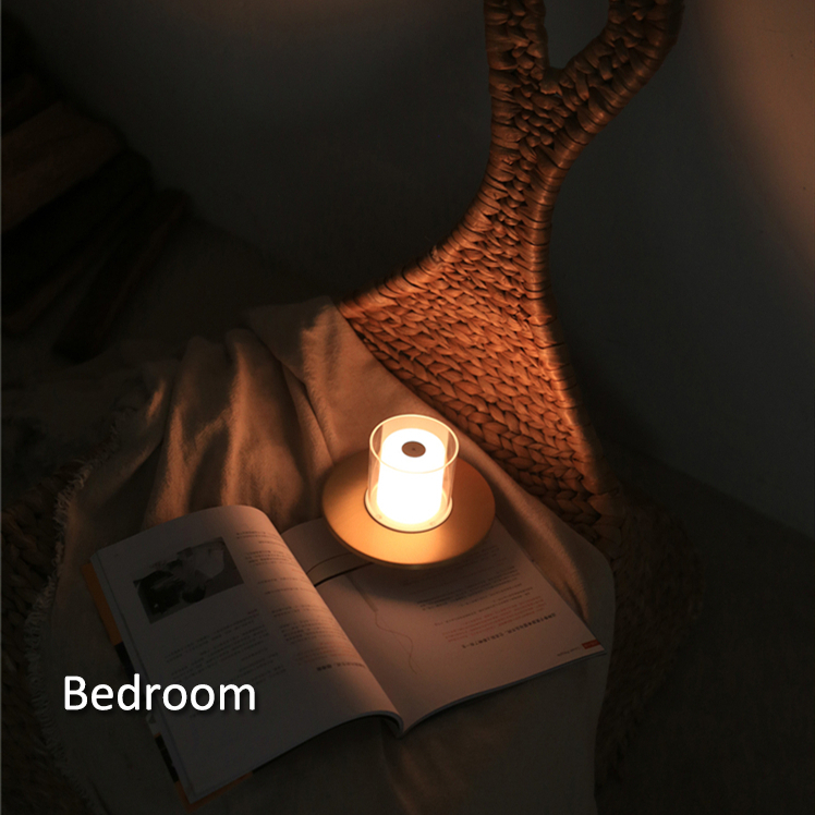 Metal Modern Li-Battery Rechargeable Table Lamp Light Touch Dimmable Candle Light Decorative Ambient Flameless LED Candle Lamp