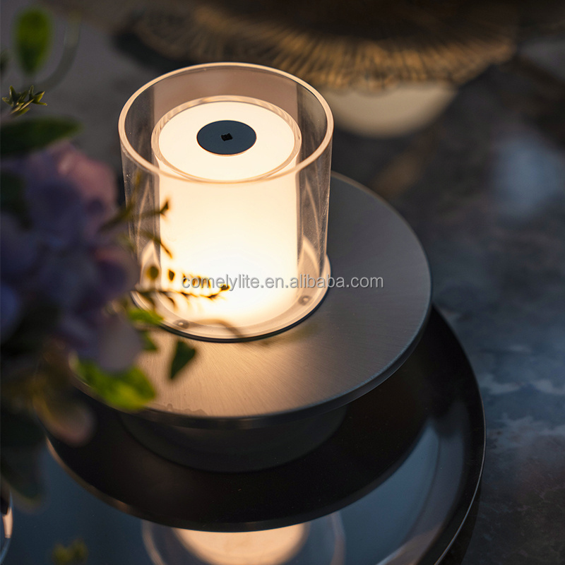 Metal Modern Li-Battery Rechargeable Table Lamp Light Touch Dimmable Candle Light Decorative Ambient Flameless LED Candle Lamp