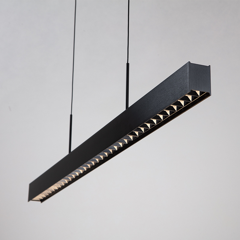 Nordic Modern Metal Hanging Chandelier for Living Room Dining Room Kitchen Island Lighting Black LED Linear Pendant Light